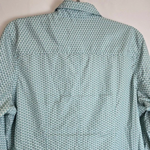 L. L. Bean Western Snap Front Long Sleeve Shirt, Coastal Cowgirl, Blue/White, L - Picture 14 of 16